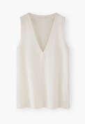V-neck jersey vest, Ivory, webstill