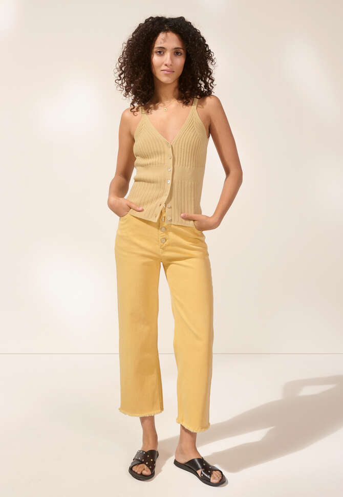 Straight-leg let-down hem jeans, Soft honey, completeTheLook