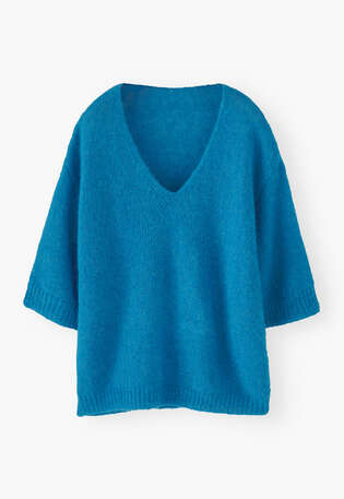 V-neck sweater, Electric blue, webstill