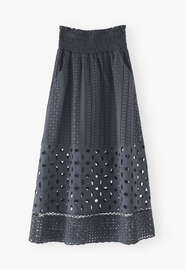 Broderie A-line skirt, Washed indigo, webstill