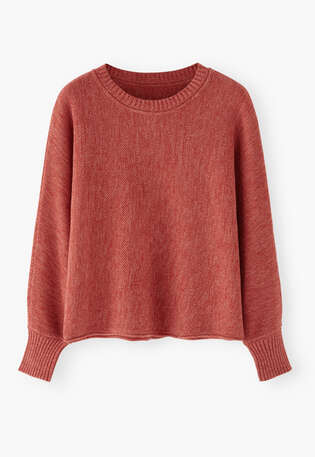 Moss-stitch sweater, Soft red, webstill