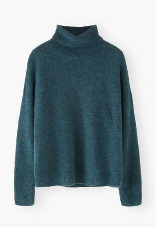 Roll-neck sweater, Dark petrol, webstill