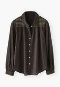 Shirring-detail shirt, Charcoal, webstill
