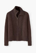 Zip-neck sweater, Dark brown, webstill