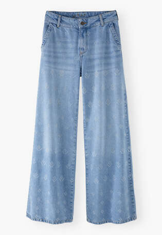 Lasered wide-leg jeans, Pale vintage, webstill