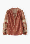 Printed blouse, Red clay, webstill