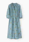 Clipped jacquard dress, Washed blue, webstill