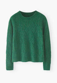 Wave-stitch sweater, Emerald, webstill