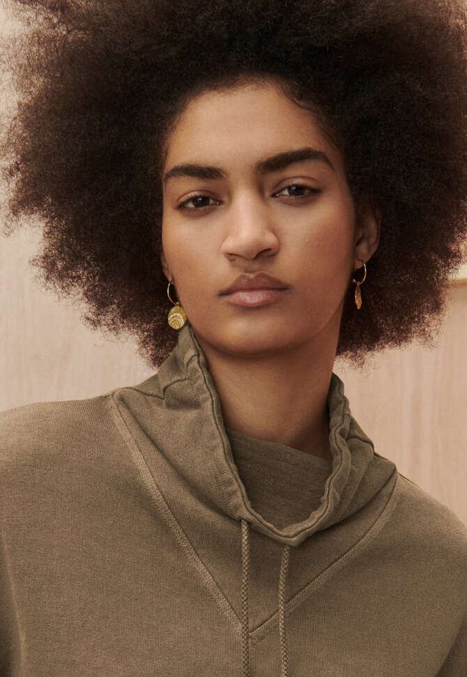 Funnel-neck sweatshirt, Brown mink, completeTheLook