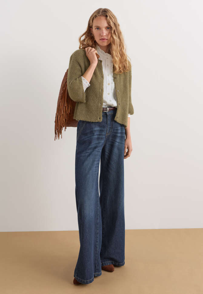 Short-sleeved cardigan, Dusty olive, completeTheLook