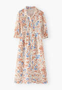 Printed dress, Ecru orange, webstill