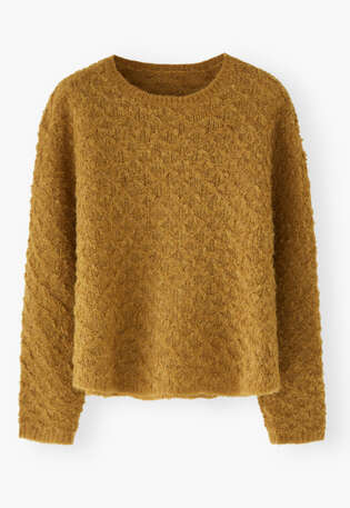 Tuck-stitch sweater, Honey brown, webstill