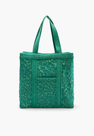 Embroidered quilted bag, Jade, webstill