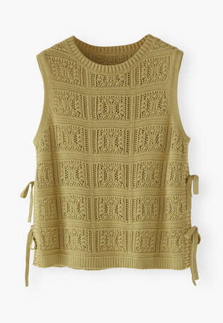 Crochet-stitch sweater, Pistachio, webstill