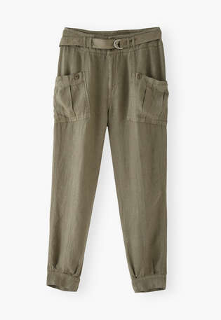Belted trousers, Khaki, webstill