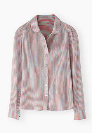 Crinkle striped blouse, Sky red, webstill