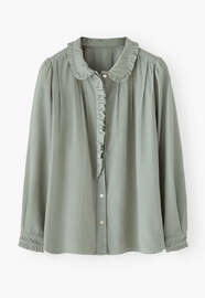 Cord pleated blouse, Dusty duck egg, webstill