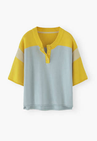 Colour-block sweater, Chambray yellow, webstill