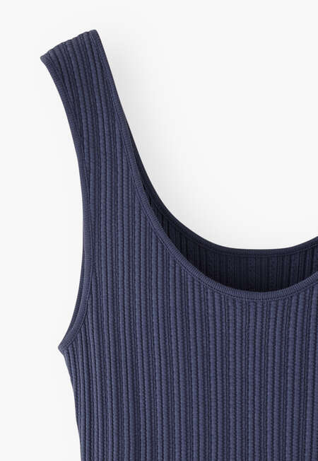 Lace-rib vest, Washed indigo, completeTheLook