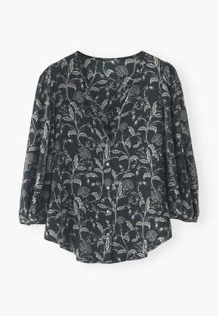 Printed blouse, Deep teal, webstill