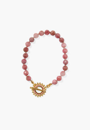 Toggle clasp bracelet, Rhodonite, webstill