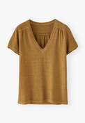 V-neck top, Ochre brown, webstill