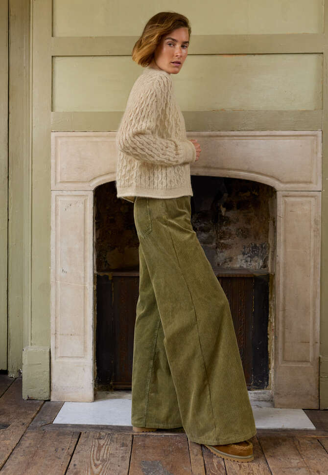 Cord trousers, Olive green, completeTheLook