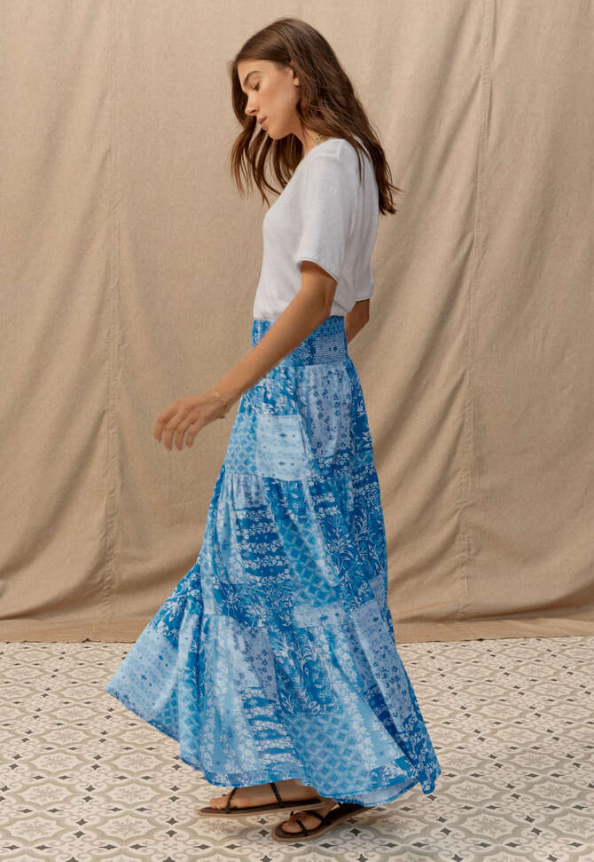Printed maxi-skirt, Sky blue, completeTheLook