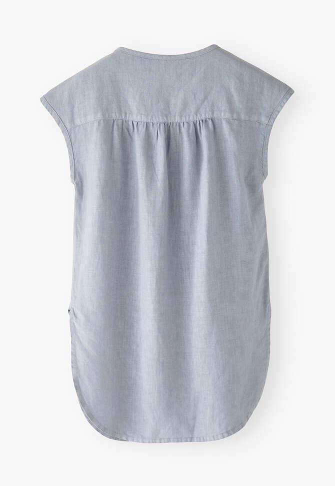 Embroidered cap-sleeve blouse, Powder blue, completeTheLook