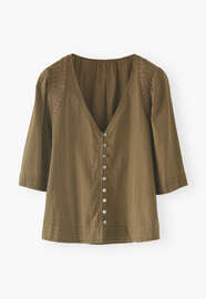 Cropped blouse, Dark olive, webstill