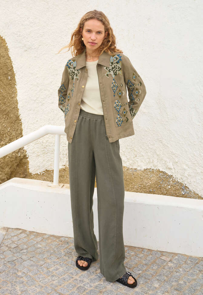 Relaxed trousers, Khaki grey, completeTheLook