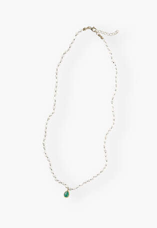 Beaded necklace, Pearl malachite, webstill