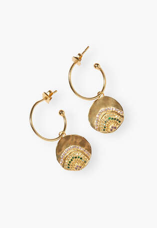 Rainbow earrings, Gold, webstill