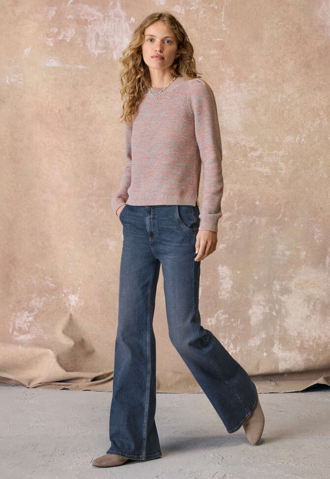 Moss-stitch sweater, Coral ocean, completeTheLook