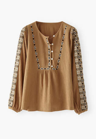 Embroidered blouse, Golden brown, webstill