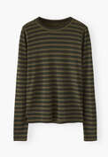 Printed striped top, Dark olive, webstill