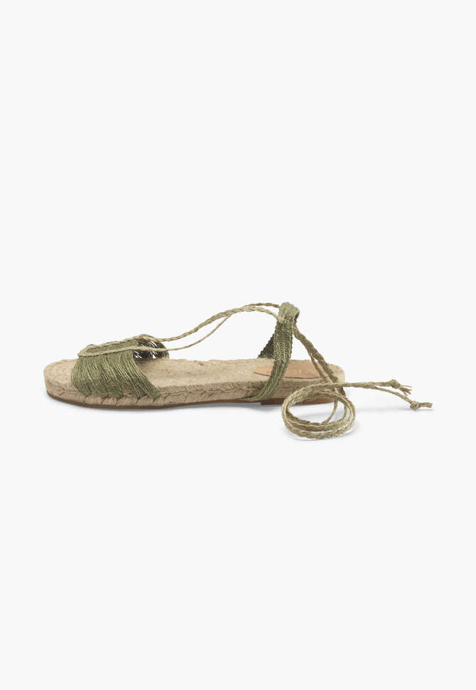 Lace-up raffia sandals, Sage, completeTheLook