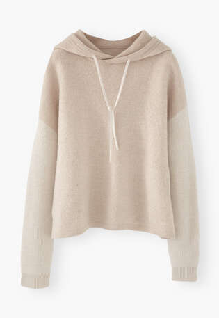 Knitted hoodie, Ecru marl, webstill