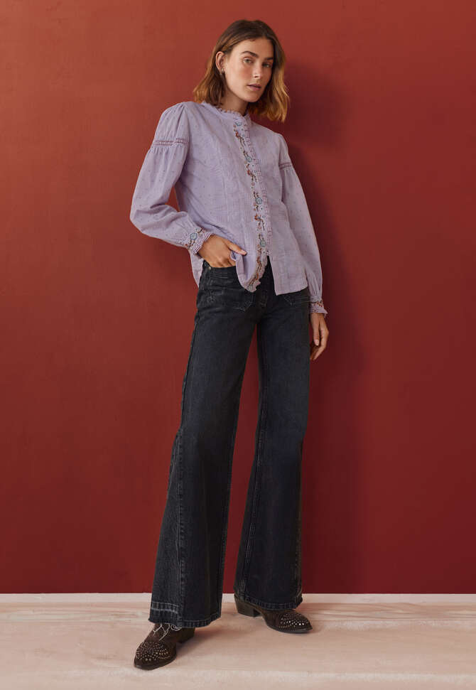 Embroidered broderie blouse, Lavender, completeTheLook