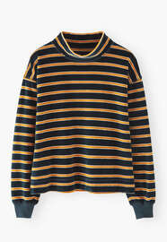 Velour striped top, Petrol orange, webstill