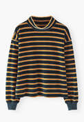 Velour striped top, Petrol orange, webstill