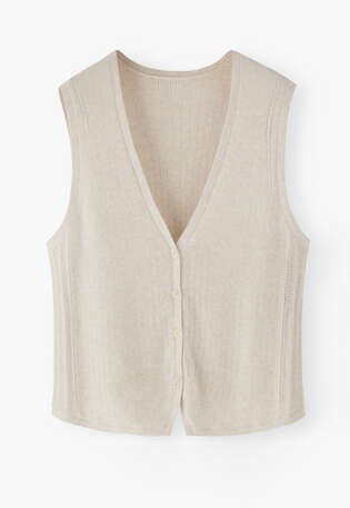 Sleeveless sweater, Ecru, webstill