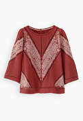 Embroidered top, Russet red, webstill