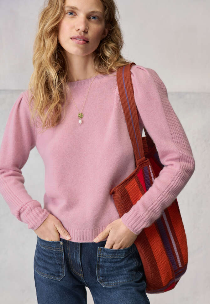 Puff-sleeve sweater, Rose pink, completeTheLook