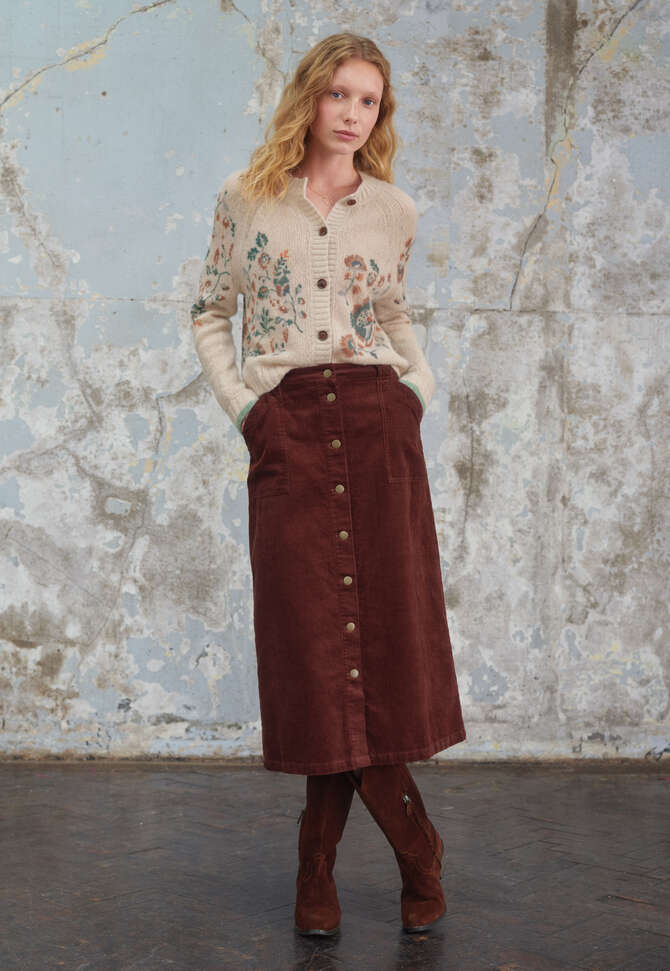 Button-front skirt, Mahogany, completeTheLook