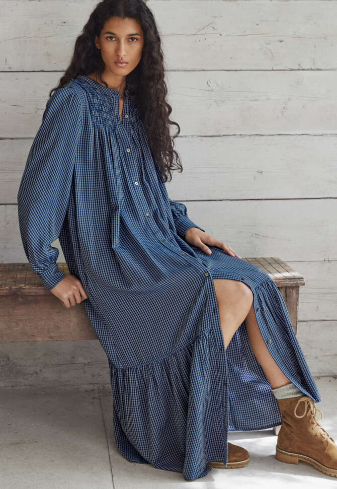 Checked dress, Indigo cobalt, completeTheLook