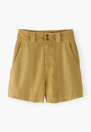 Contrast-fabric shorts, Honey ochre, webstill