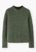 Boucl&eacute; round-neck sweater, Khaki, webstill