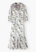 Printed dress, Ecru mauve, webstill
