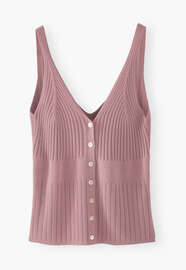 Knitted-rib vest, Pink mauve, webstill